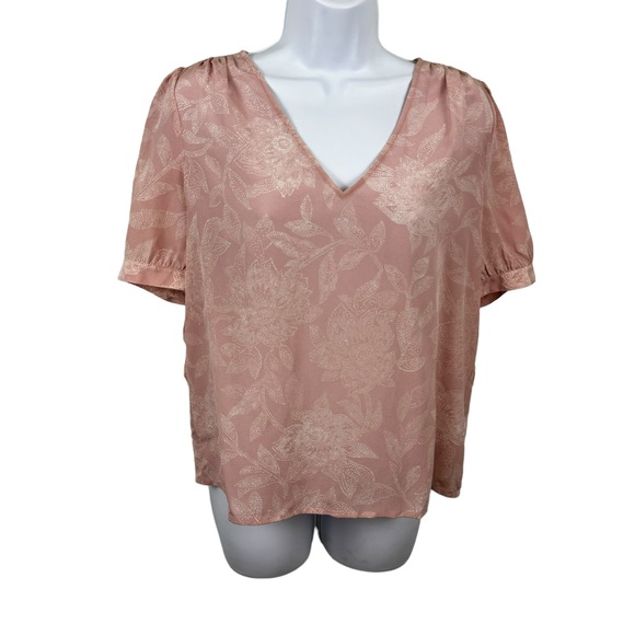 * Madewell 100% Silk V-Neck Tie-Sleeve Top in Pindot Blooms NWT $110 Dainty - Picture 11 of 14